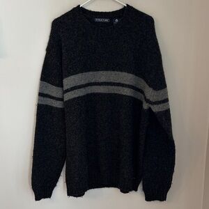 Vintage Structure Wool alpaca Men's Sweater dark Gray Stripes chunky size XL EUC